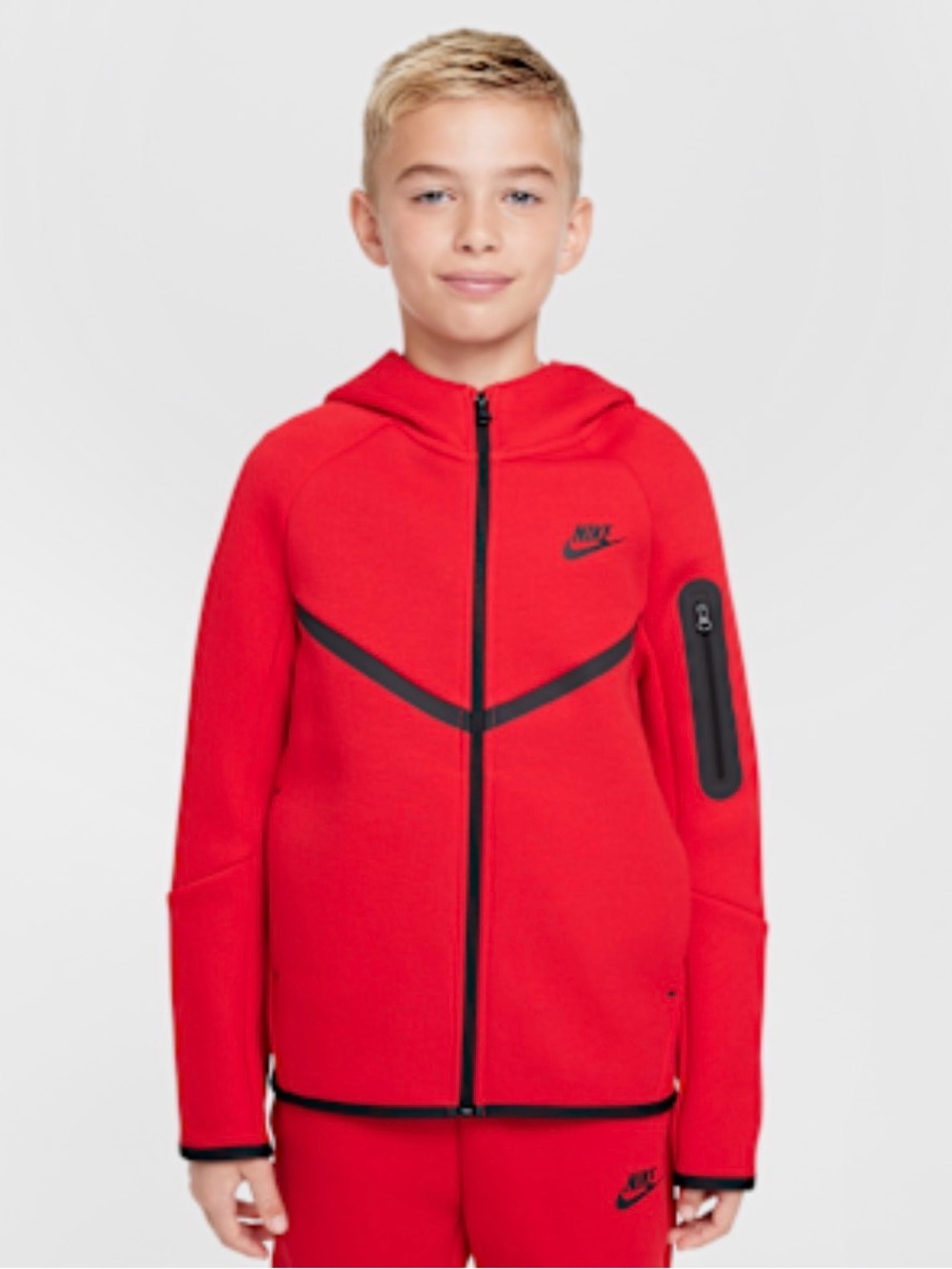 Nike Sportswear Tech Fleece Full Zip Hoodie Athletic Red Youth Small
